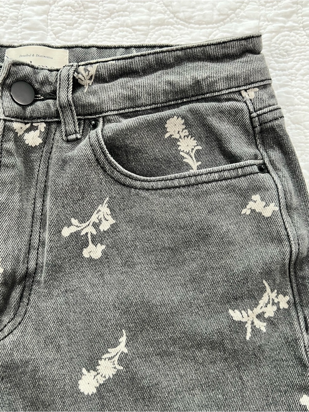 Bohme jeans women’s small black wide leg floral print Relaxed boho whimsigoth - Picture 13 of 16